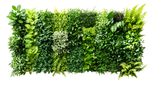 Lush Green Vertical Garden Wall Diverse Foliage, Indoor Plants