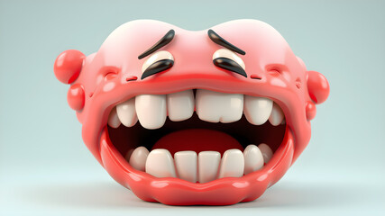 Naklejka premium swollen or inflamed gums. gingivitis and pain. gum and dental health. sad, funny, cute, and adorable tooth character. gloomy expression. 3d illustration design. vector. Generative AI