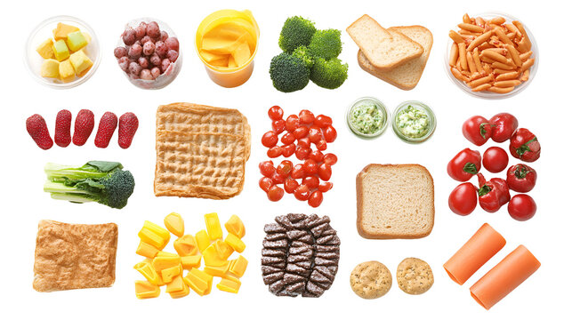 Healthy Kids Lunch Box Fruits, Vegetables, Breads, Snacks - Powered by Adobe
