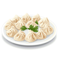Dumplings on a Plate Vector Illustration