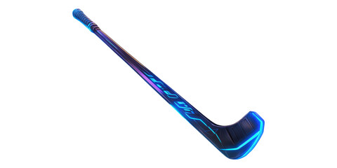 Glowing blue hockey stick isolated on transparent background