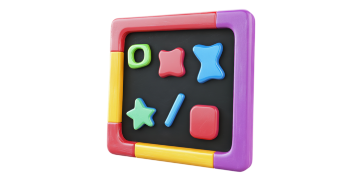 Colorful geometric puzzle for children isolated on transparent background