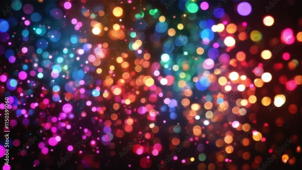 Poster a stunning display of multicolored bokeh lights creating a vibrant, dreamy effect on a dark backdrop
