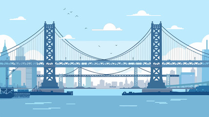 Fototapeta premium Benjamin Franklin Bridge Flat Vector Illustration