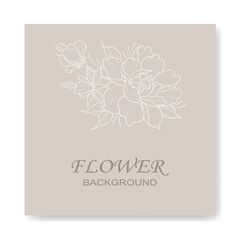 Vector floral background with beige tones and delicate white leaves and flowers.  Suitable for invitations, cards, packages and decorative elements. 