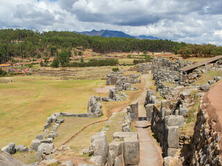 wide view of Saqsaywaman incan temple in Cusco