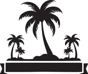 coconut tree logo type silhouette design