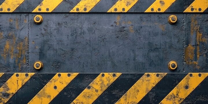 Black and yellow striped metal surface with a hole in the middle