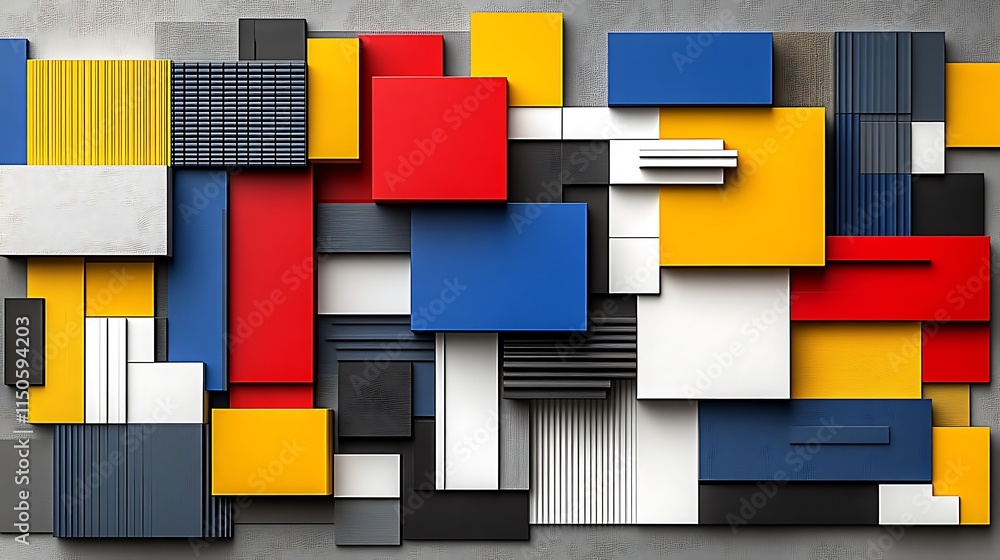 Poster abstract geometric composition of colorful blocks