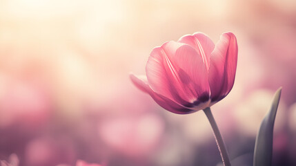 Fototapeta premium A hazy photograph of a tulip taken with an old film camera.