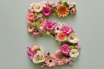 Floral number 5 with vibrant blossoms
