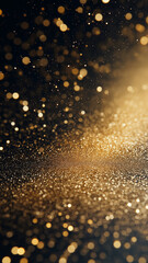 Vertical golden glitter texture sparkling bokeh abstract luxury festive background