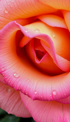 Close-up of a vibrant, dew-kissed rose with delicate petals and intricate details, showcasing the flower natural beauty and freshness, collage style, with white tones