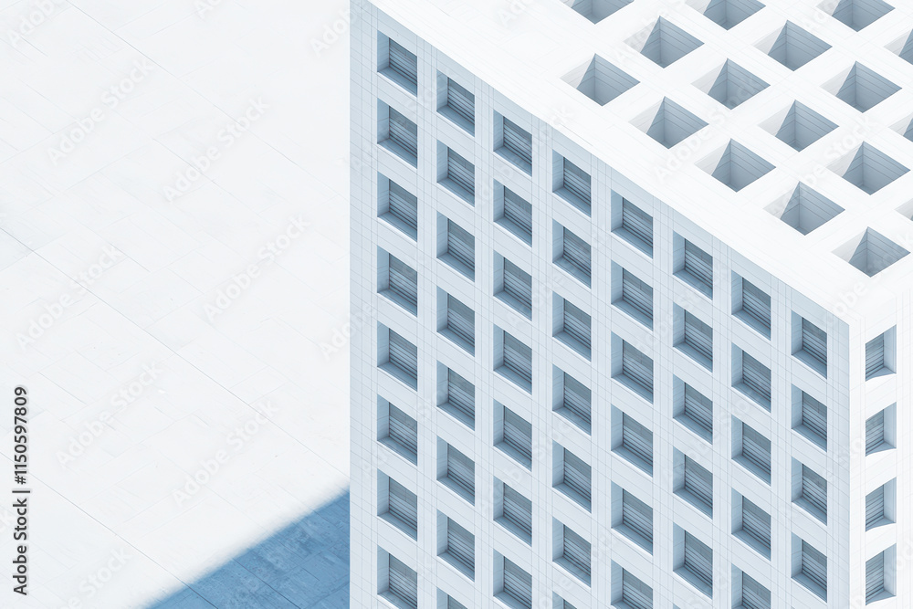 Poster close up view of modern building featuring high tech latticework and minimalist design, showcasing g