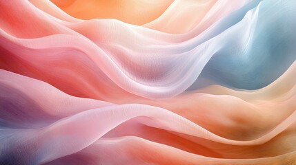 Fototapeta premium A series of interwoven curved lines in various pastel colors, creating a soft flowing motion.