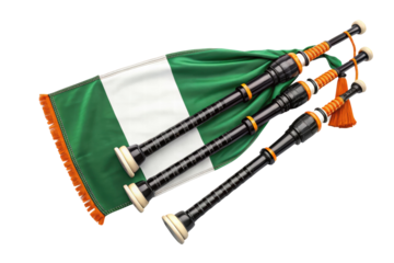 Traditional instruments with Nigerian flag design, cut out - stock png.