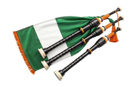 Traditional instruments with Nigerian flag design, cut out - stock png.