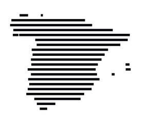 Abstract map of Spain showing the country with horizontal black lines