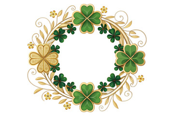 Fototapeta premium Stylish shamrock wreath design for celebrations, cut out - stock png.