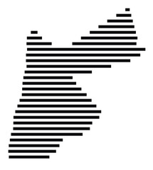 Abstract map of Jordan showing the country with horizontal black lines
