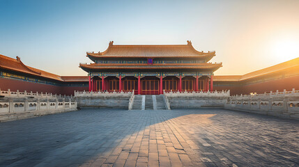 Fototapeta premium A majestic Ming dynasty ceremonial hall in the heart of a vast plain.
