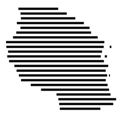 Obraz premium Abstract map of the Tanzania showing the country with horizontal black lines