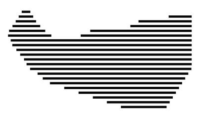 Abstract map of Somaliland showing the country with horizontal black lines