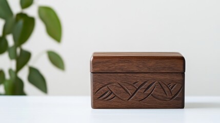 Elegant Wooden Box with Intricate Mono Design Showcasing Craftsmanship and Timeless Beauty Ideal for Home Decor or Unique Gift Presentation