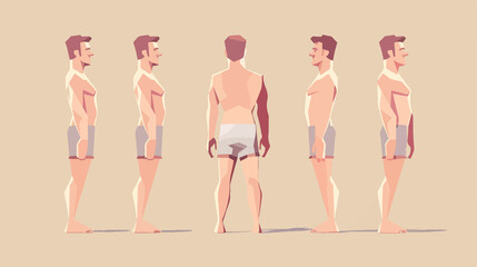 Blank Cartoon Body Template for Flat Vector Illustration