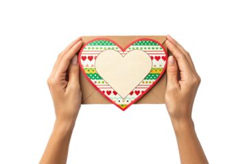 Heart-shaped envelope at a celebration, cut out - stock png.