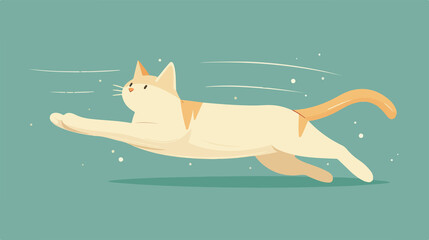 Adorable Cartoon Cat Falling Flat Vector Illustration