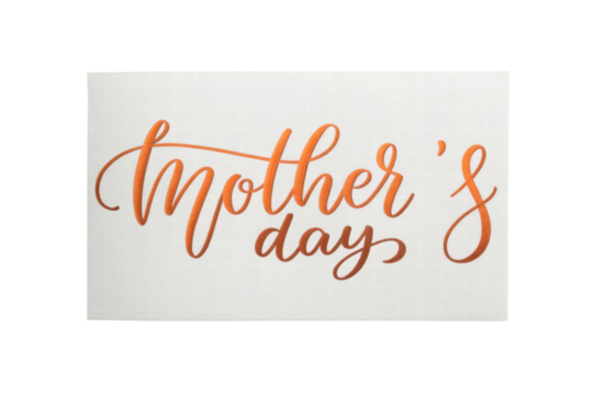 Celebrating Mother's Day with a heartfelt card, cut out - stock png.