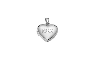 Obraz premium Mom-engraved heart locket on table, cut out - stock png.