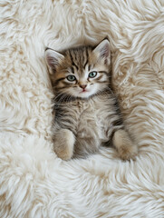 Fototapeta premium Engaging Pet Magazine with Kitten Image on Soft Blue