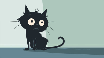 Cute Black Cat Silhouette Scared Kitten