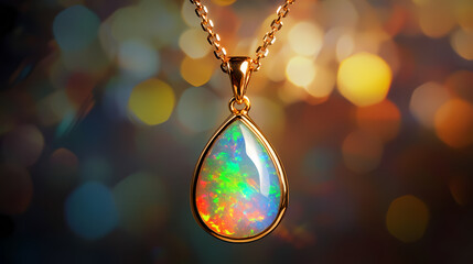 Gleaming with charm an expensive opal pendant necklace for elegant occasions. Opal. Illustration