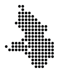 Symbol Map of the City Baden-Baden (Germany) showing the city with a pattern of just a few black dots