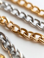 Fototapeta premium Close-up of gold and silver jewelry chain
