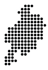 Symbol Map of the City Delmenhorst (Germany) showing the city with a pattern of just a few black dots