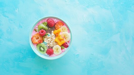Vibrant Nutrient-Rich Smoothie Bowl with Magnesium Glycinate Powder, Fresh Fruits, and Seeds for Health and Wellness.