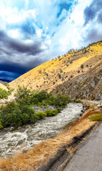 Kern River Remington Hot Springs and Lake Isabella area Kern County and Sierras Central California by drone after Hurricane Hilary August 2023