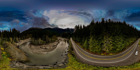 Mt Baker highway Whatcom County Washington fresh snow and fall leaves November 2024 on Mt Baker Highway near ski area