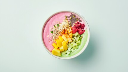 Vibrant Nutritious Smoothie Bowl with Magnesium Glycinate, Fresh Fruits, and Seeds for Health Conscious Eaters