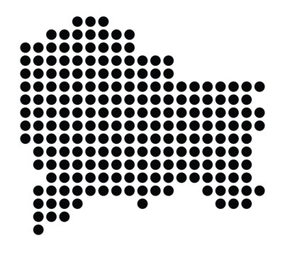 Symbol Map of the City Paderborn (Germany) showing the city with a pattern of just a few black dots
