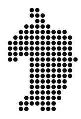 Symbol Map of the City Pulheim (Germany) showing the city with a pattern of just a few black dots