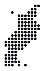 Symbol Map of the City Reutlingen (Germany) showing the city with a pattern of just a few black dots