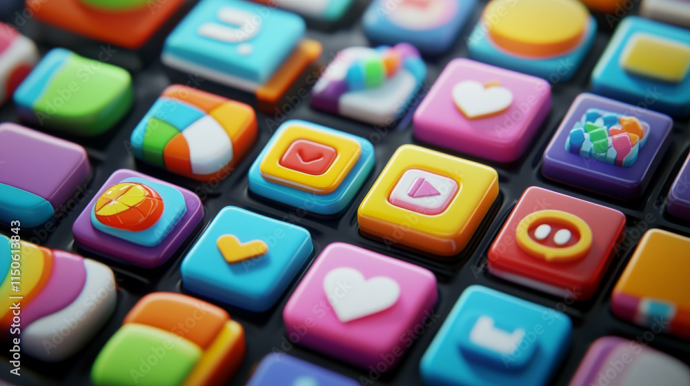 Aufkleber set of candy app icons, game ui square buttons, cartoon lollipop menu interface, colorful blocks wit
