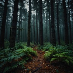 Obraz premium path in the woods, serene forest