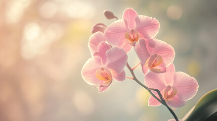 Fototapeta premium A softly blurred analog photograph of a blooming orchid.