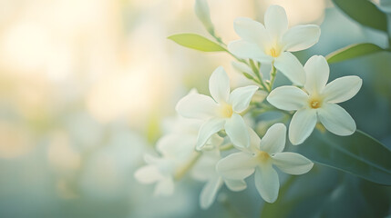 Obraz premium A softly unfocused analog photograph of a jasmine flower cluster.